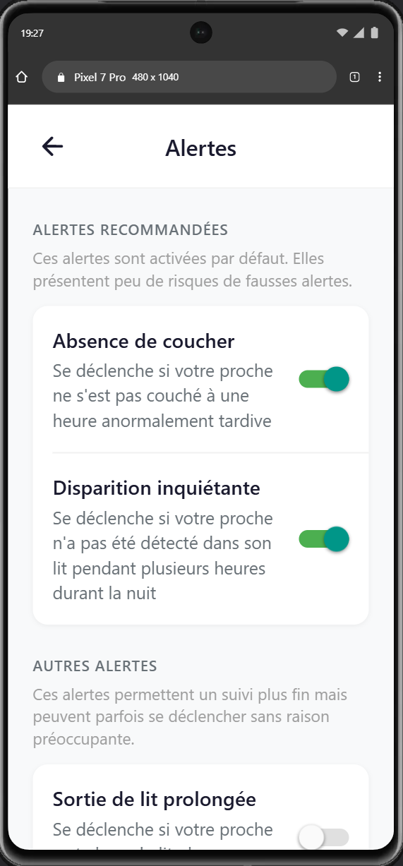 Application DAP - alertes