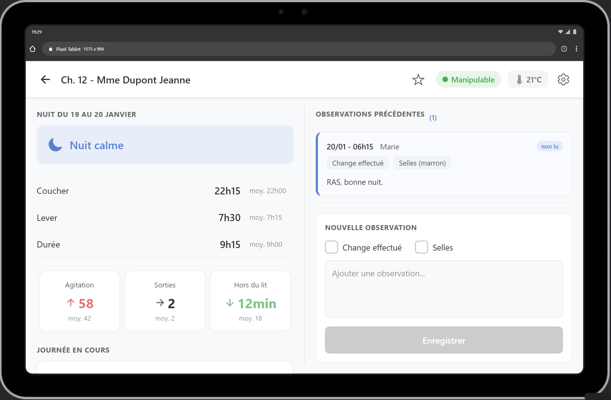 Application DAP sur tablette - gestion du parc en unité de soins